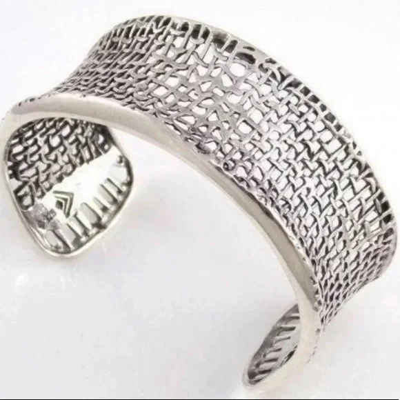 Vintage Silpada Oxidized Sterling Silver Mesh Cuff Bracelet B1625 - Picture 2 of 12